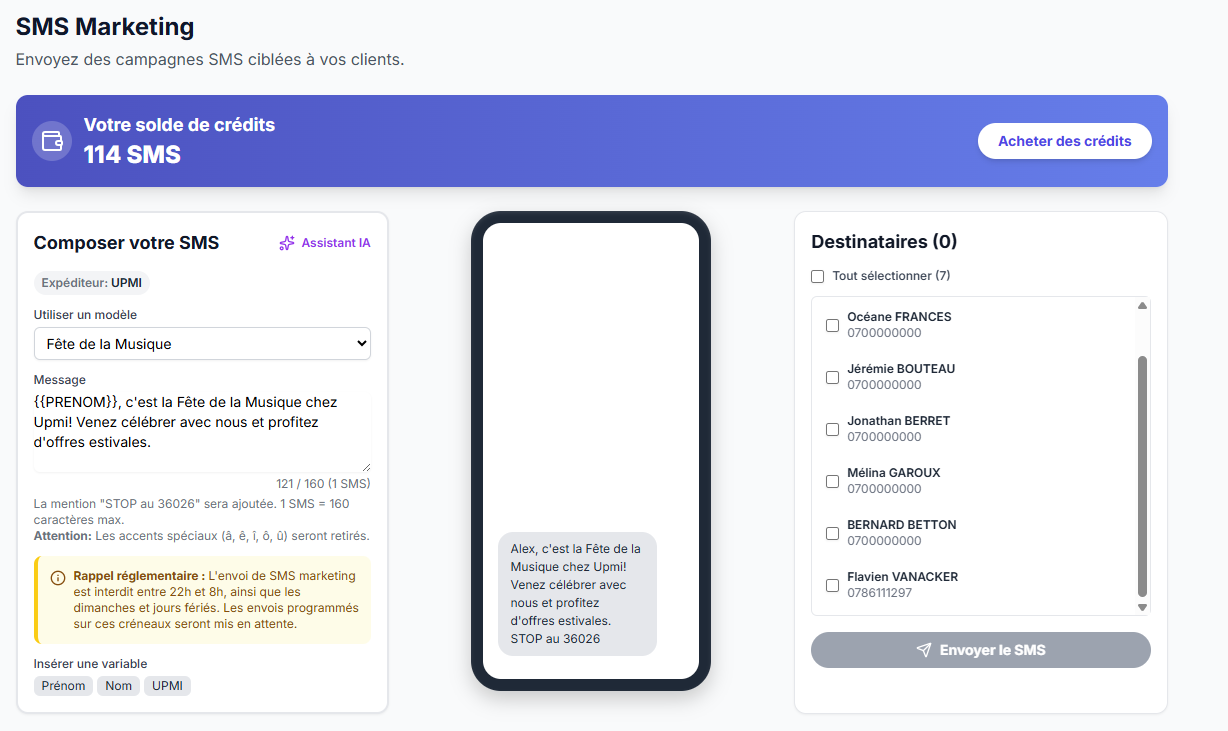 Campagne SMS sur mobile